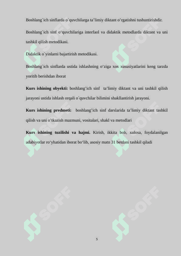 BOSHLANG`ICH SINFLARDA TA’LIMIY DIKTANT VA UNI TASHKIL ETISH 5
