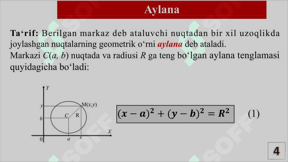 Ikkinchi tartibli egri chiziqlar. Aylana, ellips, giperbola, parabola 4