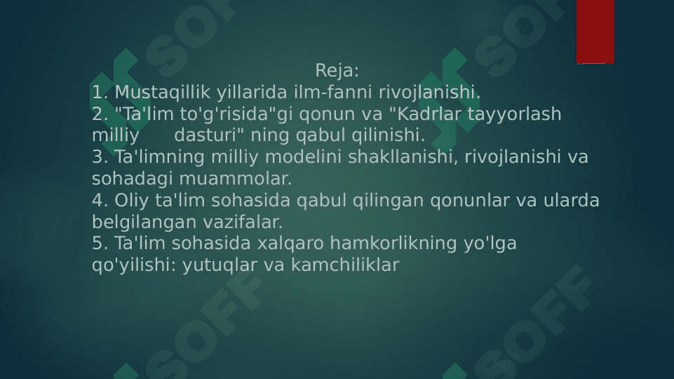 O’zbekiston Respublikasining ta’lim tizimidagi islohotlar 2