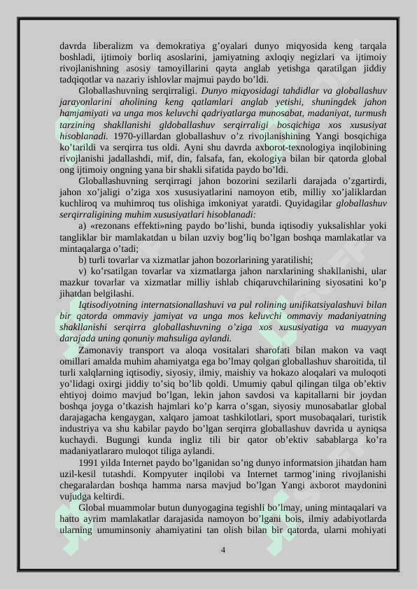 Globallashuv va global muammolarning falsafiy jihatlari 4