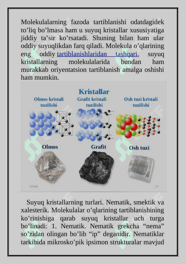Suyuq kristallar va ularning xususiyatlari 3