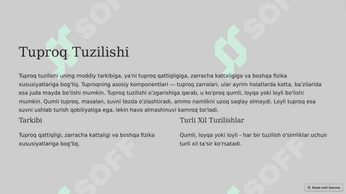 Tuproq va uning tabiiy xususiyatlari 2