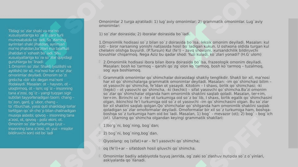 So`zlarning shakl va ma’no munosabatiga ko`ra turlari 3