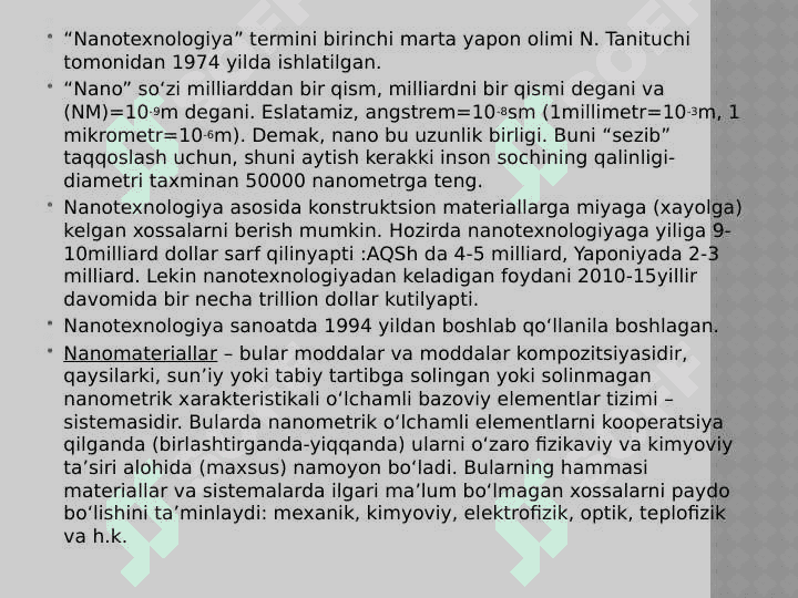Nano texnalogiya 2