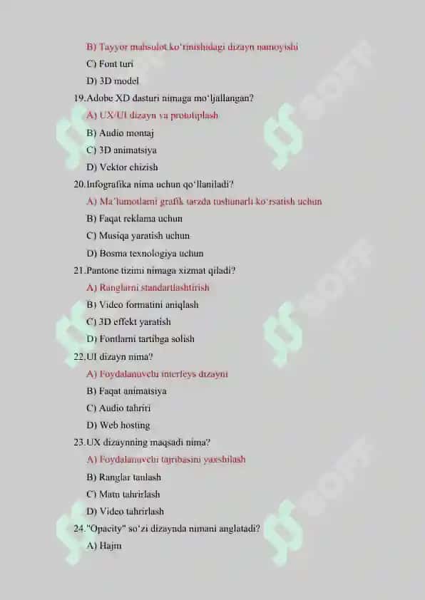 Grafik dizayn fanidan 50 ta test savollari javoblari bilan 4