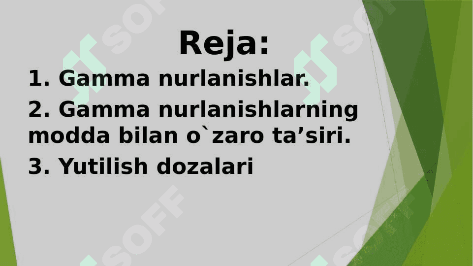 Gamma nurlanishlarning modda orqali o`tishi 2
