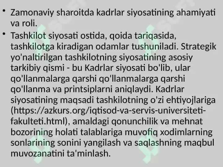 Kadrlar sifatni oshirish jarayoni 2