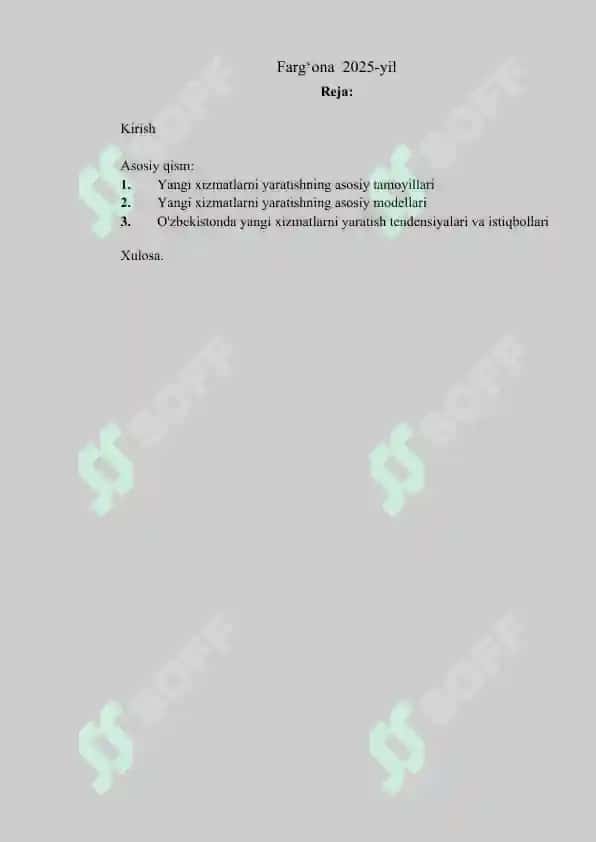 Yangi xizmatlarni yaratish tamoyil va modellari 2