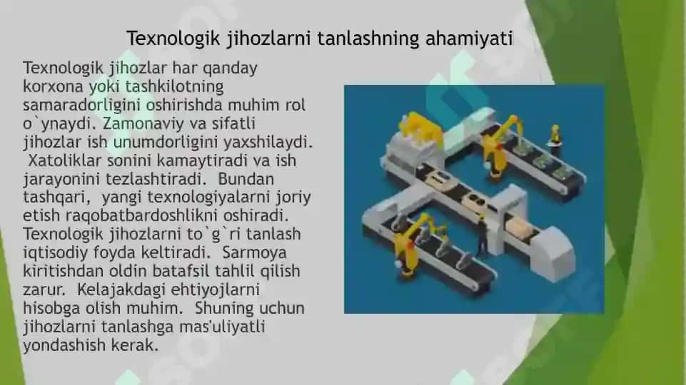 Texnologik jihozlarni tanlash 3