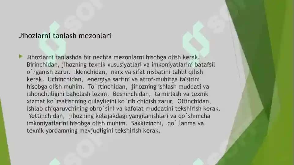 Texnologik jihozlarni tanlash 4