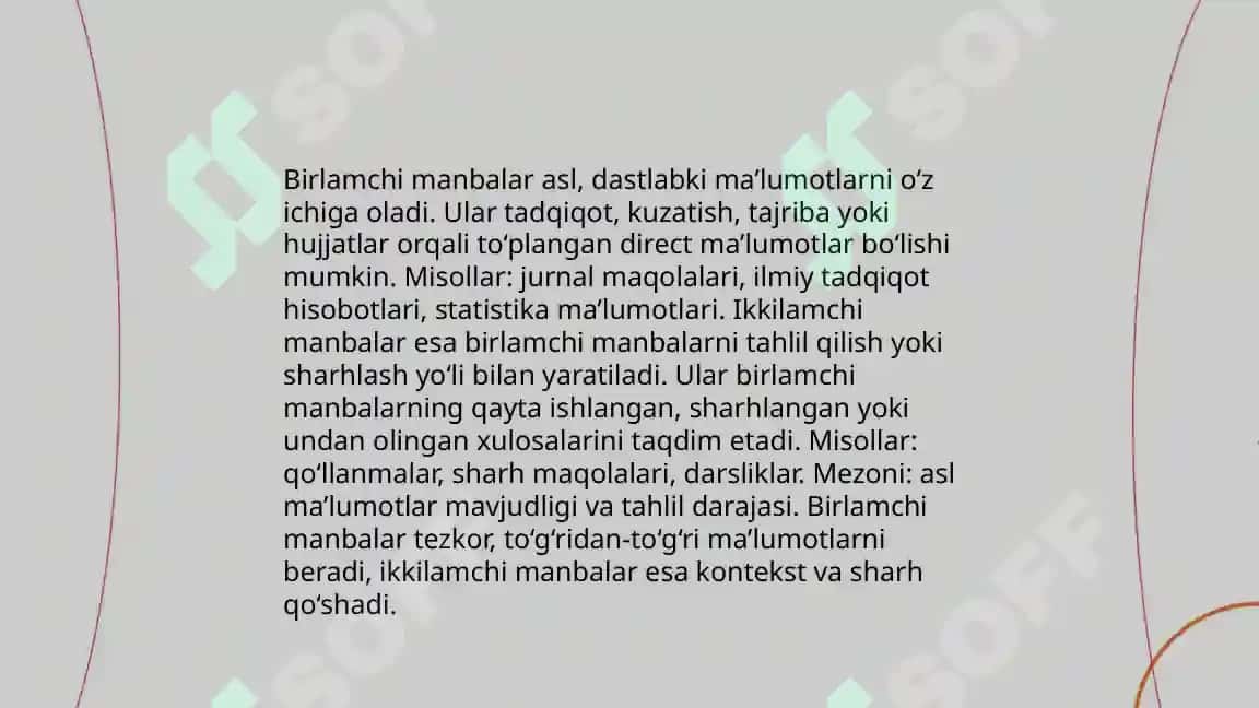 Birlamchi va ikkilamchi axborot manbalarini tanqidiy tahlil qilish 5