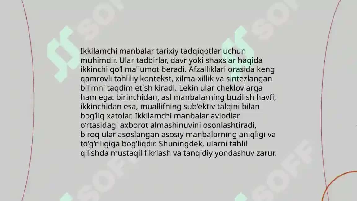 Birlamchi va ikkilamchi axborot manbalarini tanqidiy tahlil qilish 8