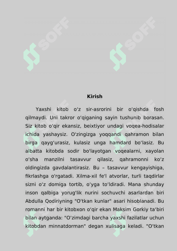 "O'tkan kunlar" romanida sevgi-muxabbat talqini 2