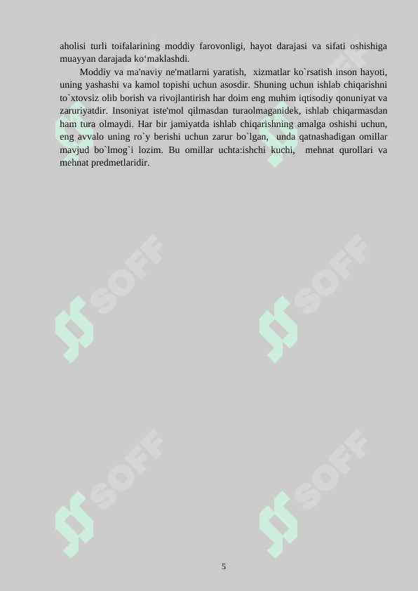 IJTIMOIY-IQTISODIY EHTIYOJLARNING MAZMUNI VA ULARNING TURKUMLANISHI 5