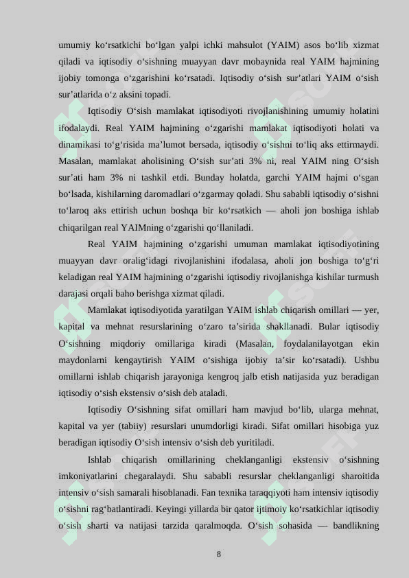 IQTISODIY O'SISHNING HOZIRGI ZAMON SHAKLI VA UNING YANGICHA SIFATI 8