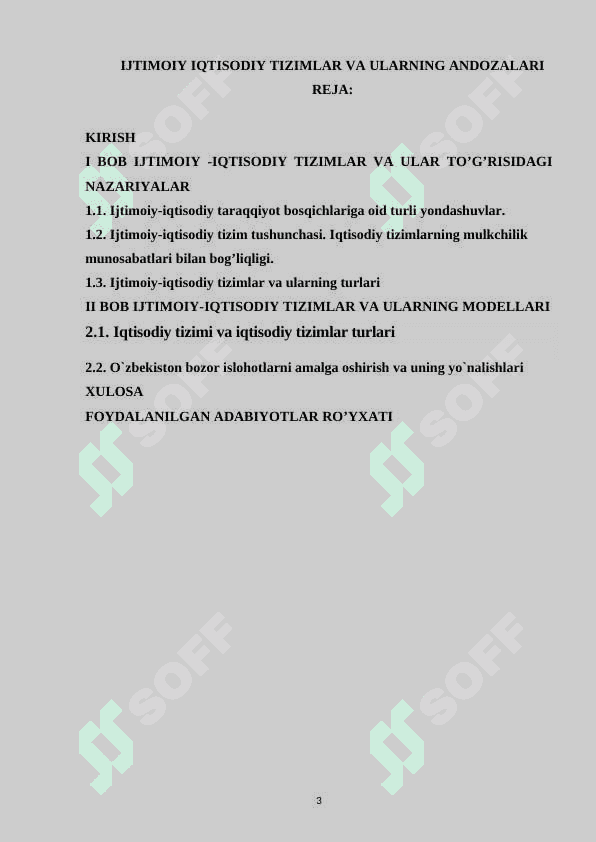 IJTIMOIY IQTISODIY TIZIMLAR VA ULARNING ANDOZALARI 3
