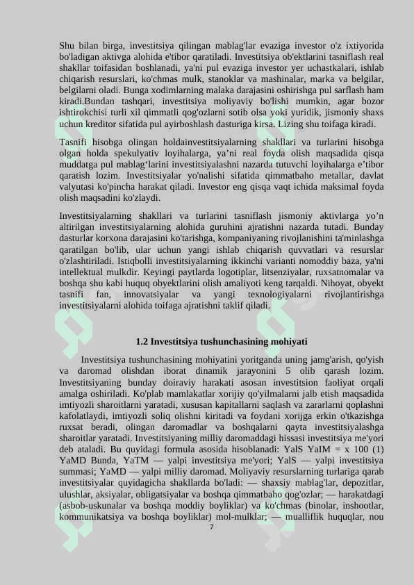 Investitsiyaning mohiyati manbalari va shakllari 7
