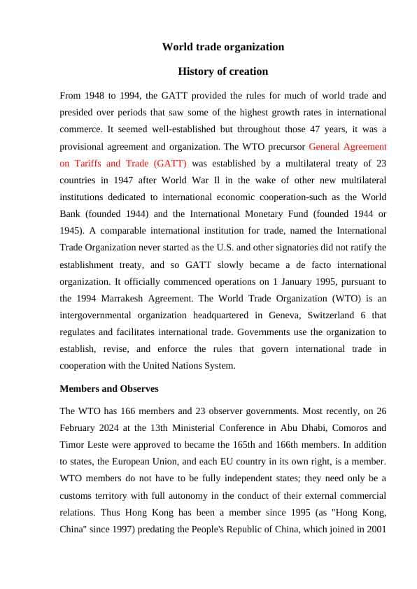 World trade organization