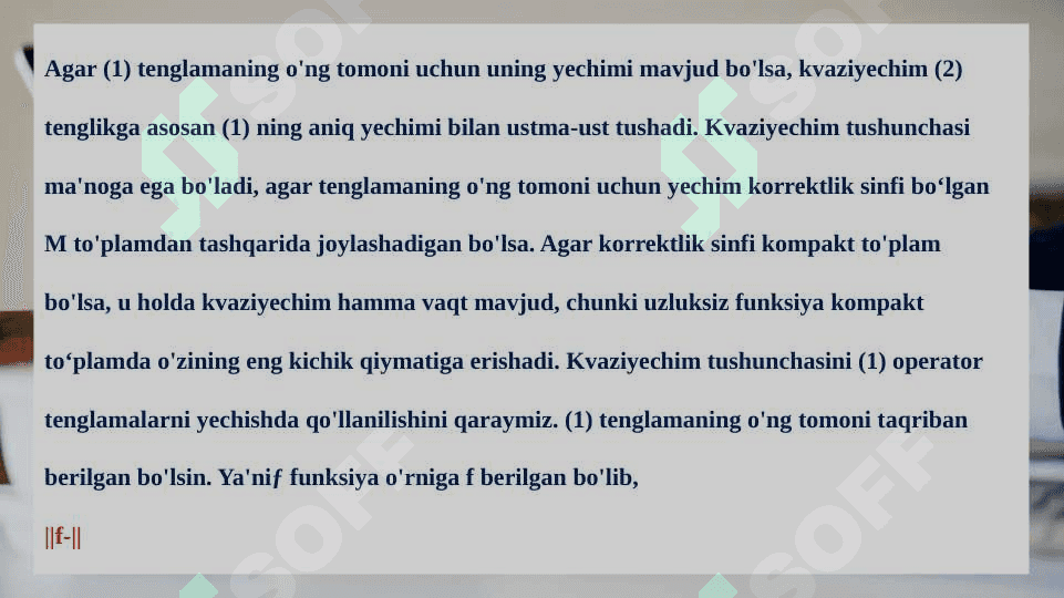 Shartli korrekt masala taqribiy yechimini kvaziyechim orqali aniqlash 3