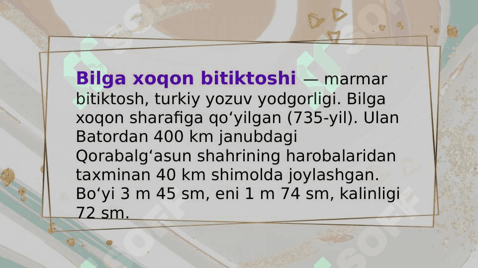 Bilga xoqon bitiktoshi matnidagi sof turkiy soʻzlarni aniqlash 2