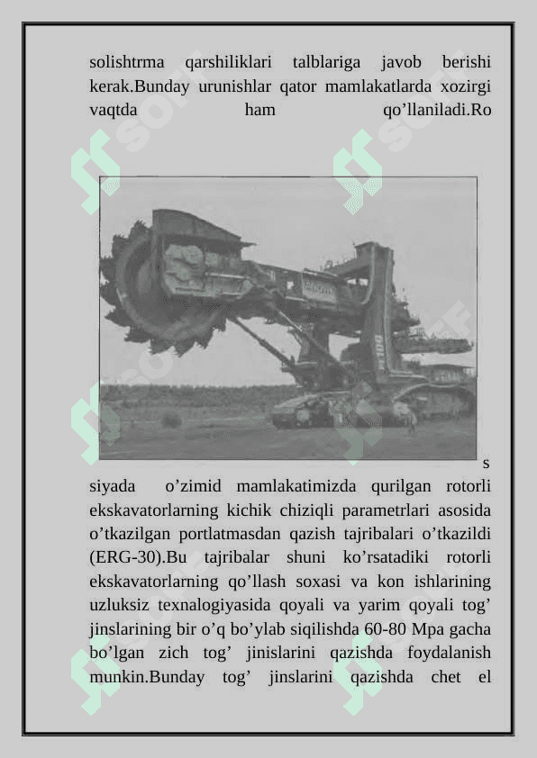 Tog’ jinslarini portlasmasdan ekskavatorlar yordamida qazib olish. 4