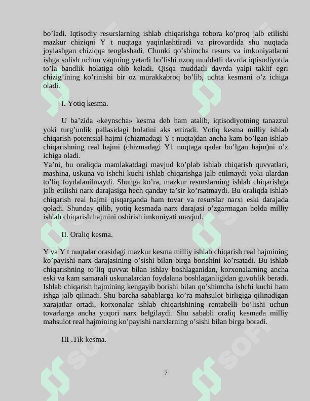 YALPI TALAB VA YALPI TAKLIF NISBATLARI. 7