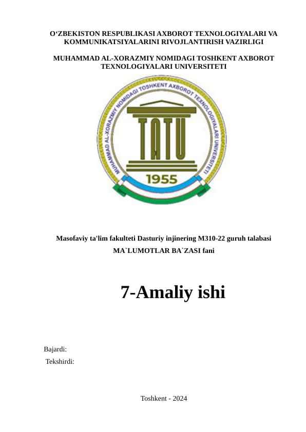 UNION, INTERSECT VA MINUS STANDART SO‘ZLARIDAN FOYDALANIB SO’ROVLAR YARATISH