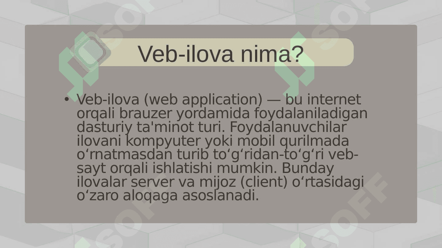 Veb-ilovalar (Web Applications 3
