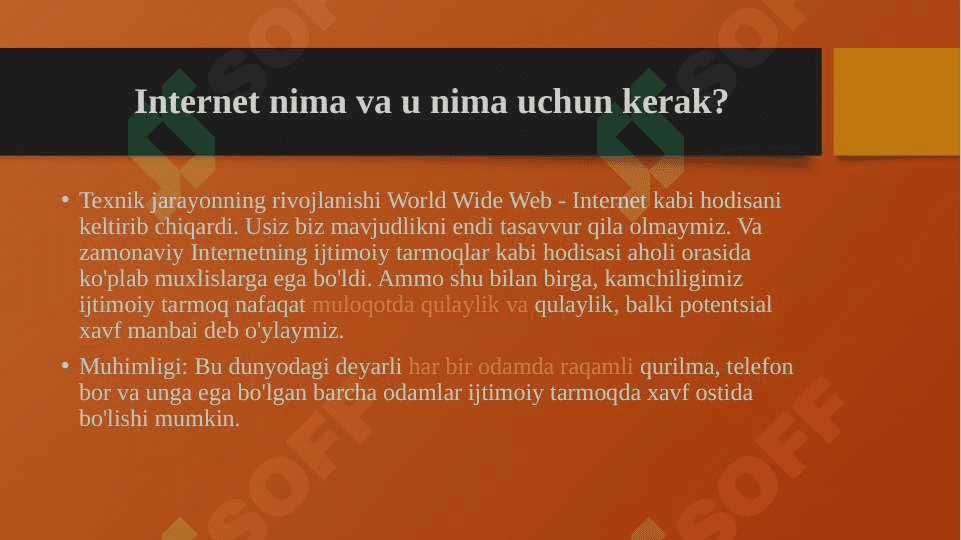 Ijtimoiy mediada tahdid va xavf xatarlar mavzusida slayd 2