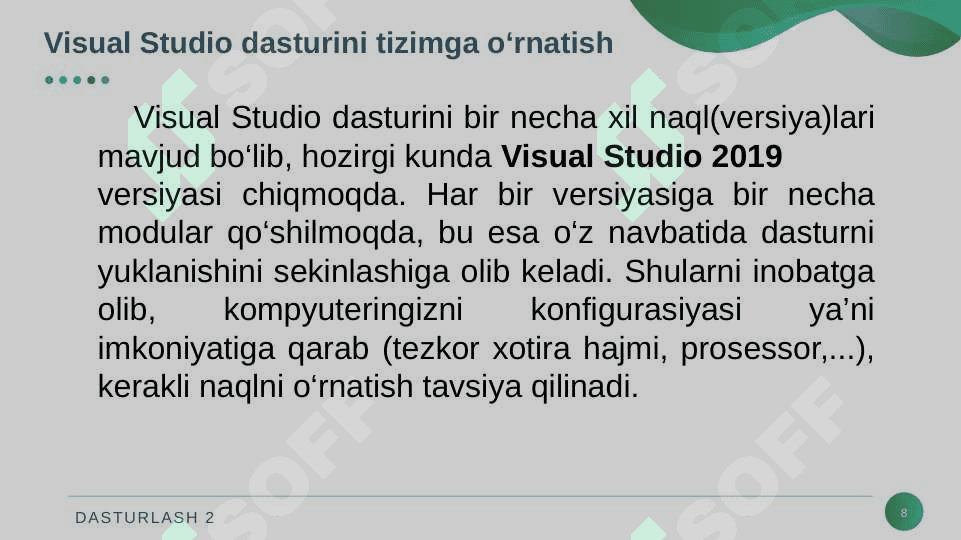 Visual C++ muhitida dasturlash. Visual C++ muhitida mеnyular va uskunalar panеli 8
