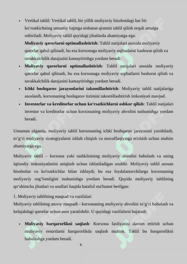 Moliyaviy tahlil va uni tashkil etish 6