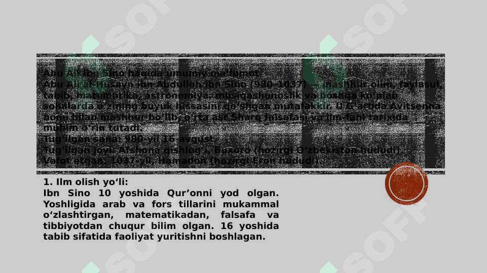 Abu Ali Ibn Sinoning shaxs kamoloti to`g`risidagi qarashlari 2
