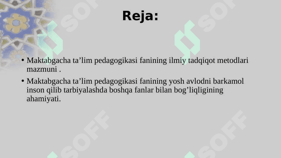 Maktabgacha pedagogika fanining tadqiqot metodlari 2