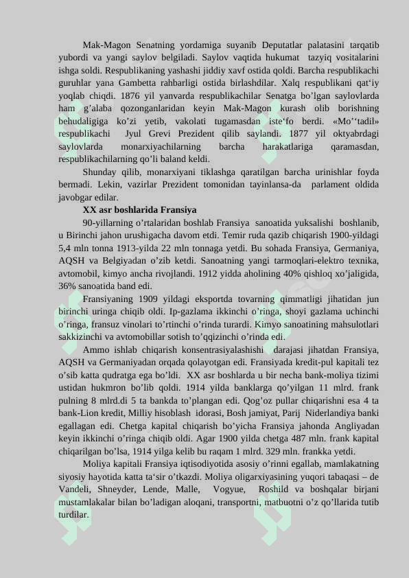 Yevropa va AQSH XIX asrning oxiri XX asr boshlarida 5