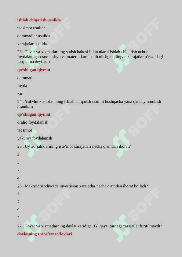 Makroiqtisodiyot fanidan test savollari va javoblari. 5