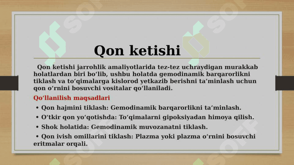Qon ketish natijasida qon o’rnini bosuvchi vositalar 2