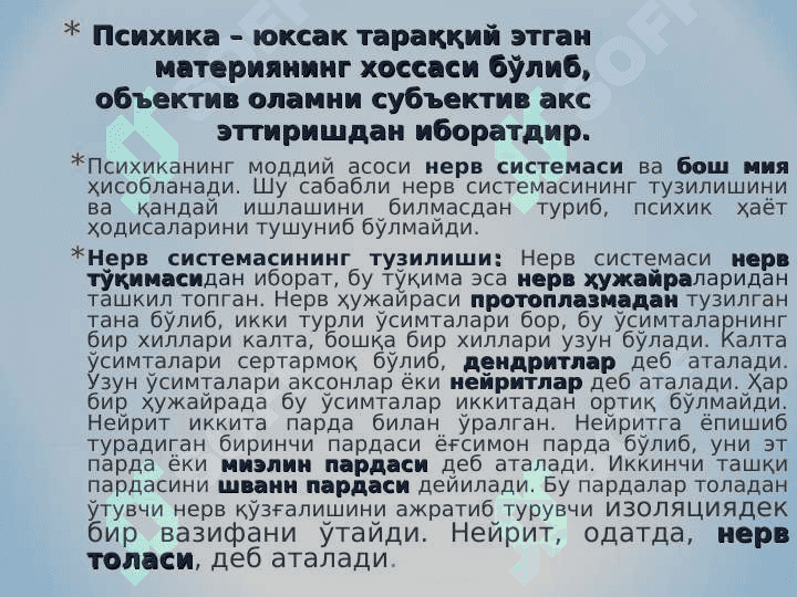 ПСИХИКА ХАҚИДА ТУШУНЧА 4