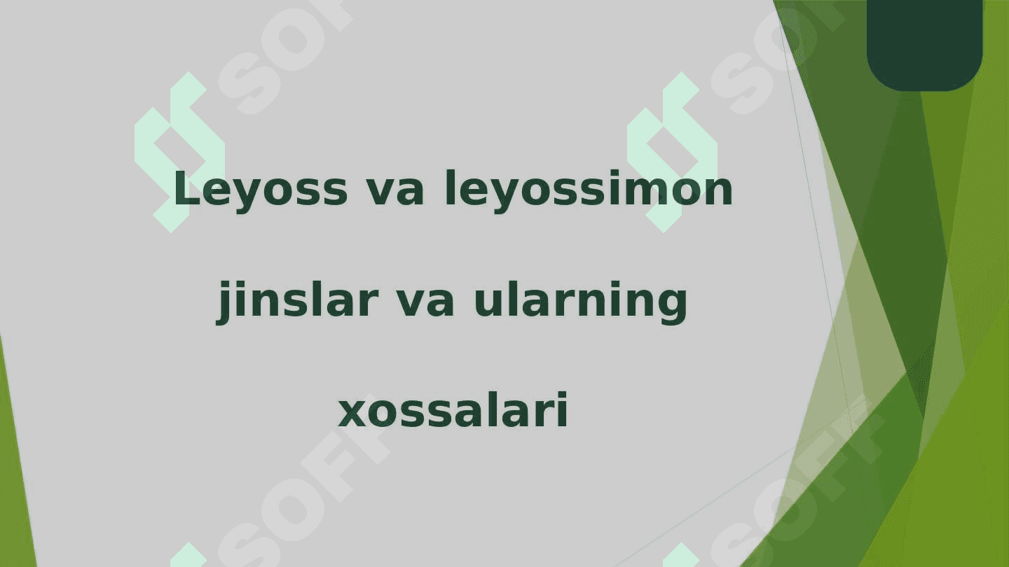 Leyos va leosimon jinslar va ularning xosalari 2