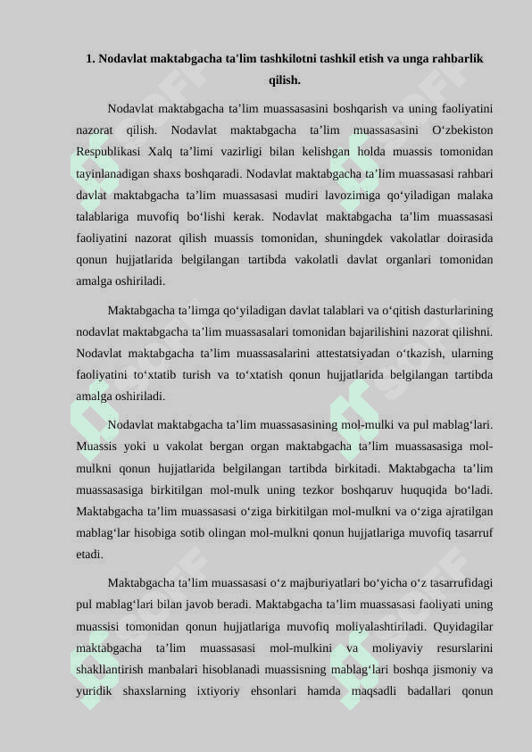 Nodavlat maktabgacha ta'lim tashkilotlarini tashkil etish 2