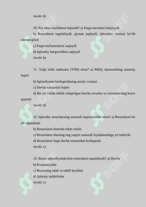 Iqtisodiyot nazariyasi fanidan 100 ta test savollari va javoblari bilan birga 3