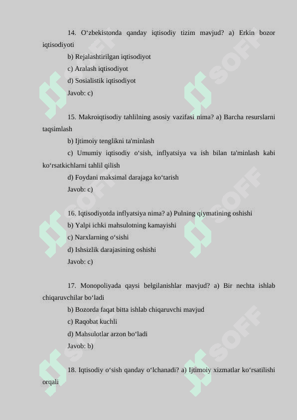 Iqtisodiyot nazariyasi fanidan 100 ta test savollari va javoblari bilan birga 4