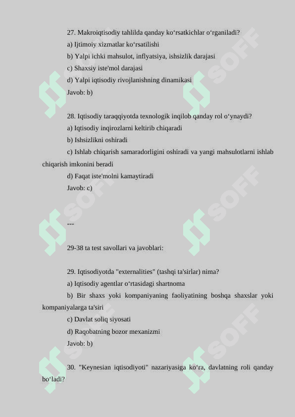 Iqtisodiyot nazariyasi fanidan 100 ta test savollari va javoblari bilan birga 7