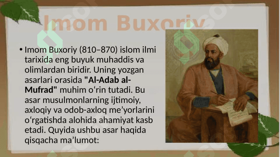 IMOM BUXORIYNING AL-ADAB AL- MUFRAD ASARI 2