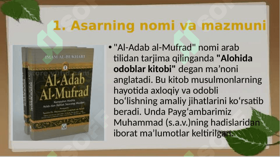 IMOM BUXORIYNING AL-ADAB AL- MUFRAD ASARI 3