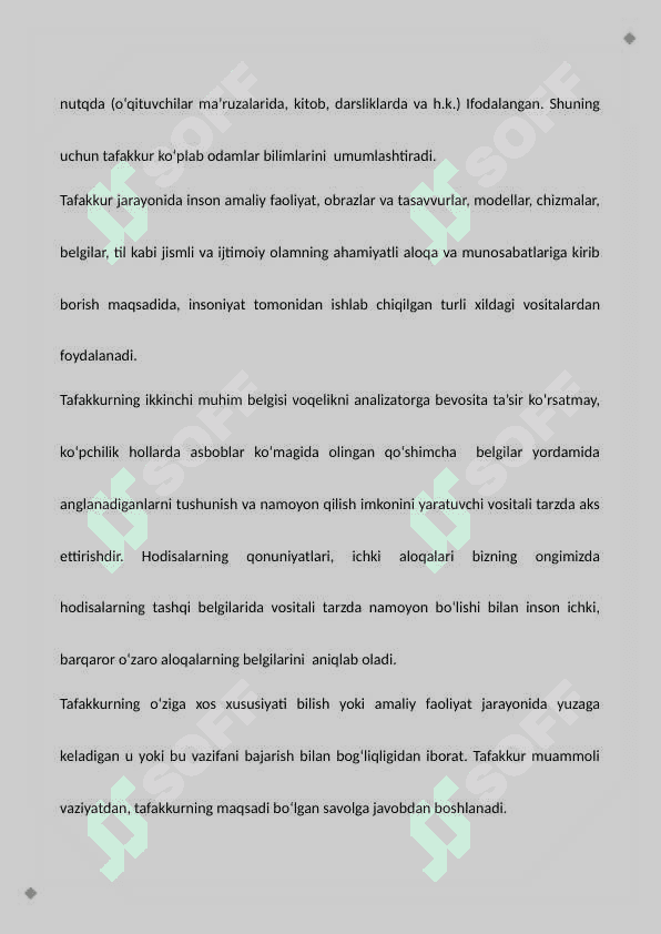 Tafakkur. Uning xususiyatlari, shakllari va turlari 3