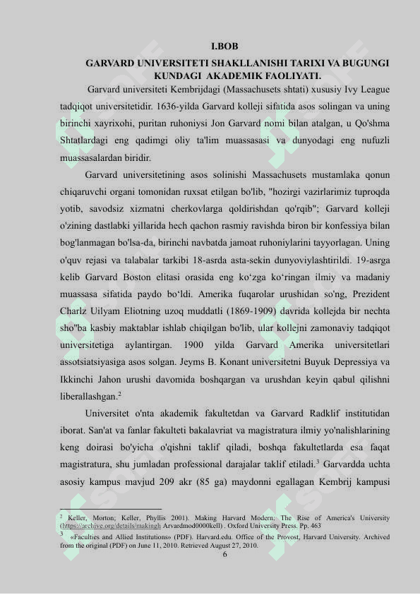 GARVARD UNIVERSITETI TARIXI VA BUGUNGI KUNDAGI FAOLIYATI BMI 6