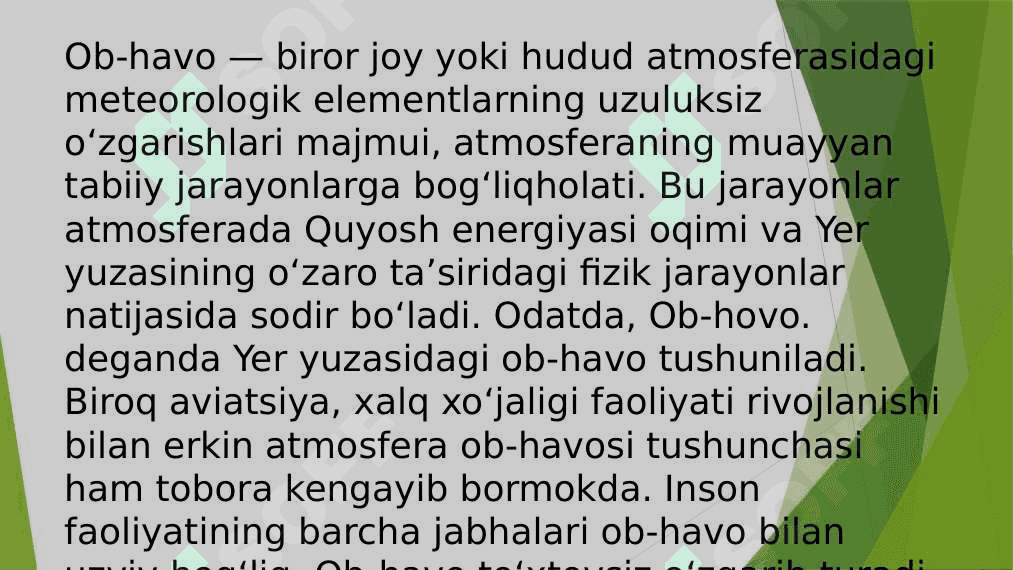 Mavzu:Ob-havo elementlari temperatura yongʻinlar shamollar va ulardagi tabiiy oʻzgarishlarni aniqlash 2