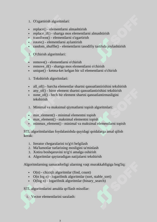 Standart algoritmlar kutubxonasidan foydalanib dasturlar tuzish 3