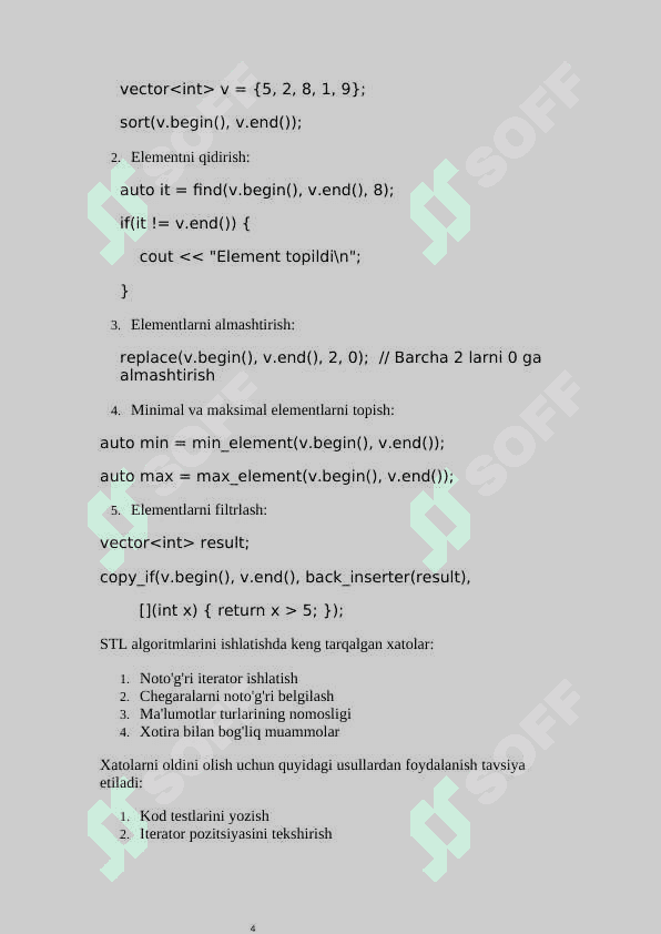 Standart algoritmlar kutubxonasidan foydalanib dasturlar tuzish 4