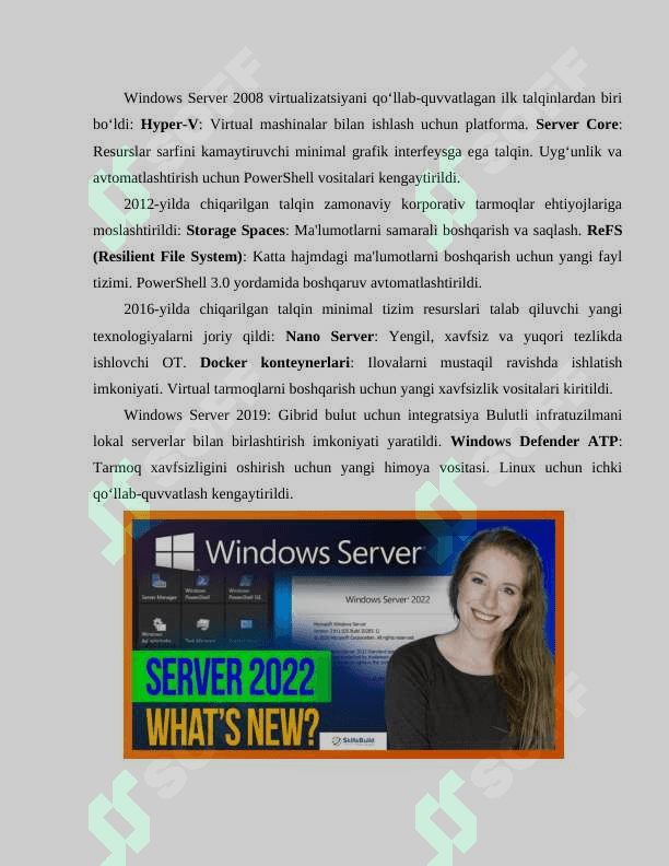 Windows Server Ot talqinlarining funktional imkoniyatlari 4